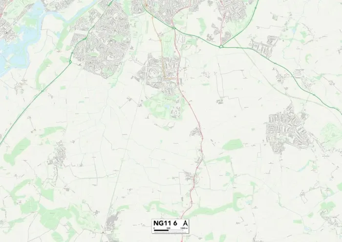 Gerahmter Druck : Nottingham NG11 6 Karte Gerahmter Druck : Nottingham NG11 6 Karte