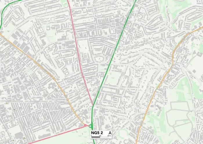 Gerahmter Druck : Nottingham NG5 2 Karte Gerahmter Druck : Nottingham NG5 2 Karte