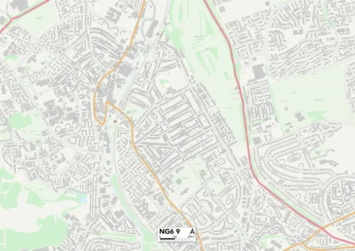 Gerahmter Druck : Nottingham NG6 9 Karte
