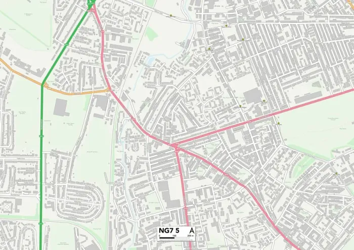 Gerahmter Druck : Nottingham NG7 5 Karte Gerahmter Druck : Nottingham NG7 5 Karte