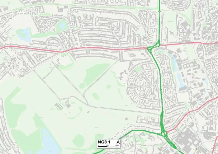 Gerahmter Druck : Nottingham NG8 1 Karte Gerahmter Druck : Nottingham NG8 1 Karte