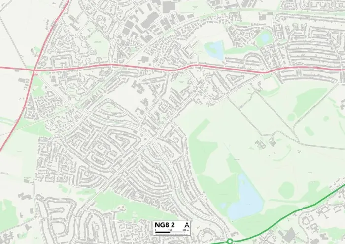 Gerahmter Druck : Nottingham NG8 2 Karte Gerahmter Druck : Nottingham NG8 2 Karte