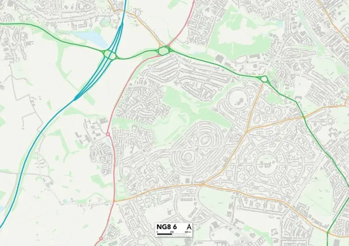 Gerahmter Druck : Nottingham NG8 6 Karte Gerahmter Druck : Nottingham NG8 6 Karte