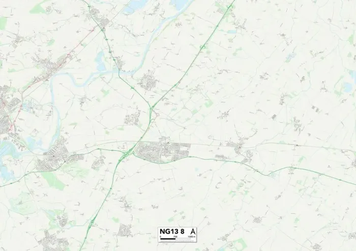 Gerahmter Druck : Rushcliffe NG13 8 Karte Gerahmter Druck : Rushcliffe NG13 8 Karte