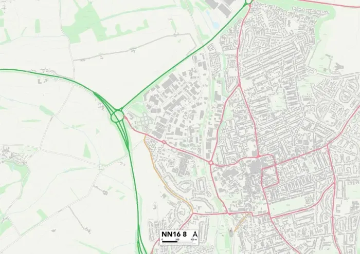 Gerahmter Druck : Kettering NN16 8 Karte