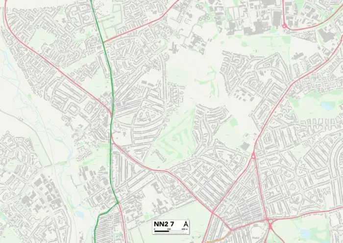 Gerahmter Druck : Nordhampton NN2 7 Karte