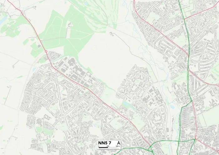 Gerahmter Druck : Nordhampton NN5 7 Karte Gerahmter Druck : Nordhampton NN5 7 Karte