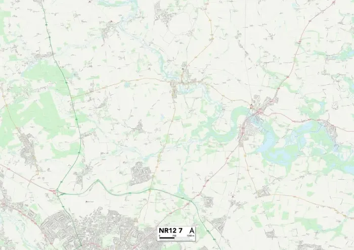 Gerahmter Druck : Norfolk NR12 7 Karte