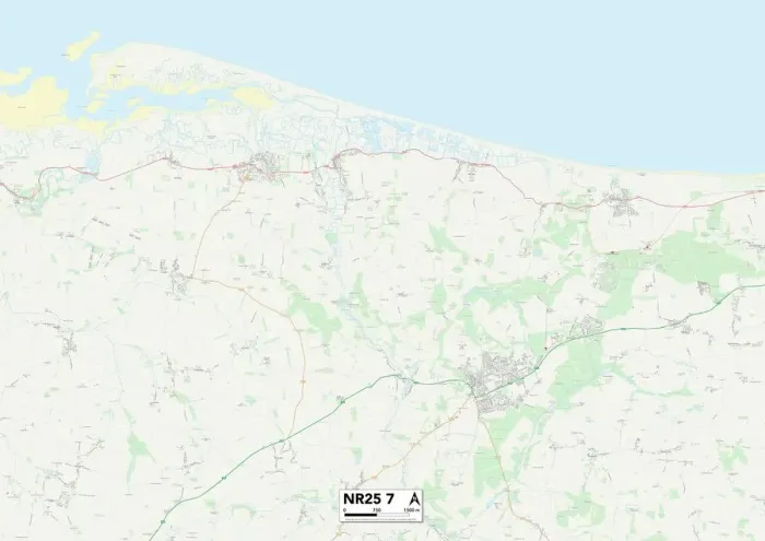 Gerahmter Druck : Norfolk NR25 7 Karte Gerahmter Druck : Norfolk NR25 7 Karte