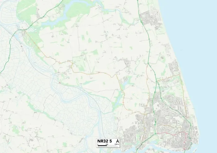 Gerahmter Druck : Suffolk, Region Nordwestengland, Bezirk 32 auf der Karte