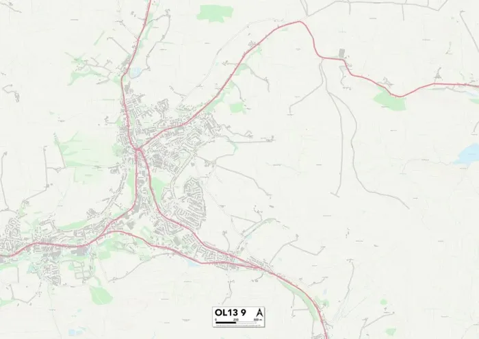 Gerahmter Druck : Rossendale OL13 9 Karte Gerahmter Druck : Rossendale OL13 9 Karte