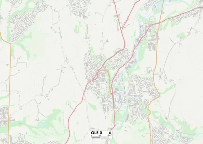 Gerahmter Druck : Tameside OL5 0 Karte Gerahmter Druck : Tameside OL5 0 Karte