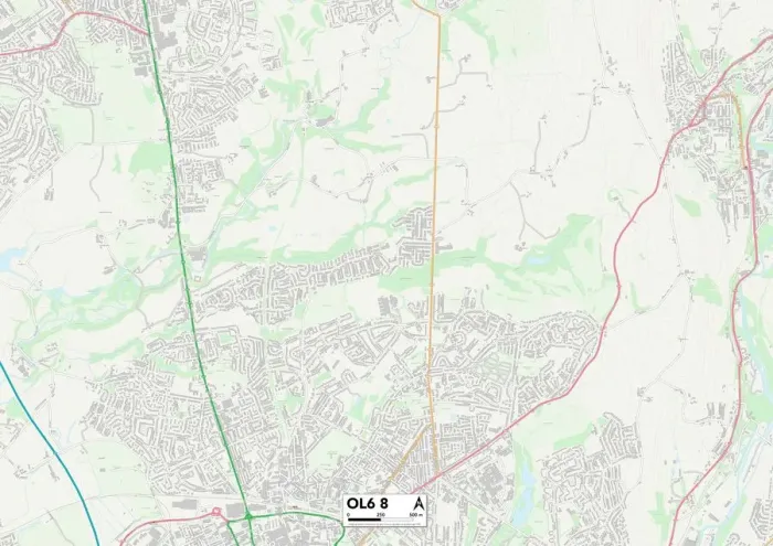 Gerahmter Druck : Tameside OL6 8 Karte Gerahmter Druck : Tameside OL6 8 Karte