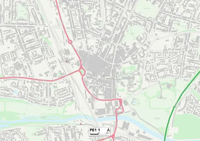 Gerahmter Druck : Peterborough PE1 1 Karte