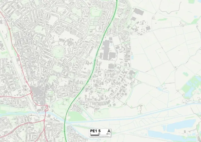 Gerahmter Druck : Peterborough PE1 5 Karte Gerahmter Druck : Peterborough PE1 5 Karte