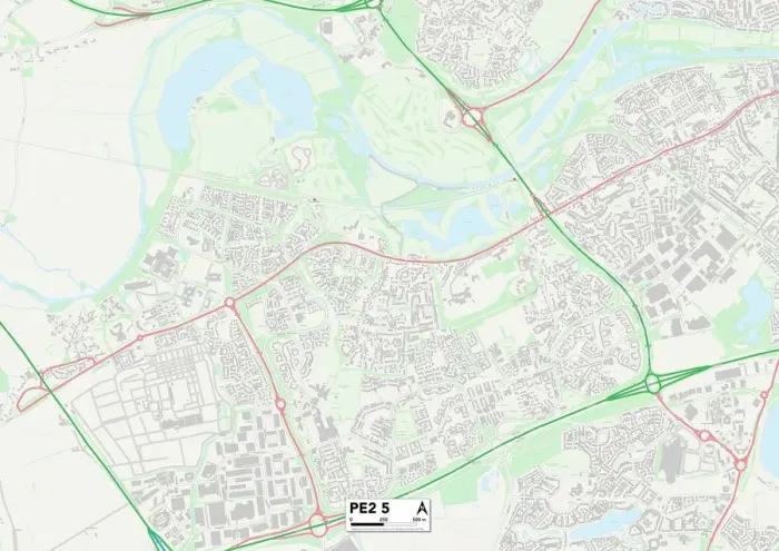 Gerahmter Druck : Peterborough PE2 5 Karte
