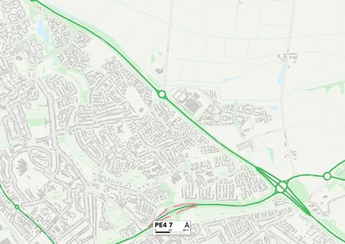 Gerahmter Druck : Peterborough PE4 7 Karte Gerahmter Druck : Peterborough PE4 7 Karte