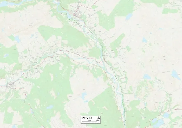 Gerahmter Druck : Perth und Kinross PH9 0 Karte Gerahmter Druck : Perth und Kinross PH9 0 Karte