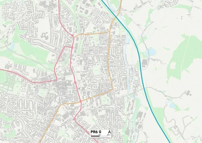 Gerahmter Druck : Chorley, PR6 0 Karte Gerahmter Druck : Chorley, PR6 0 Karte