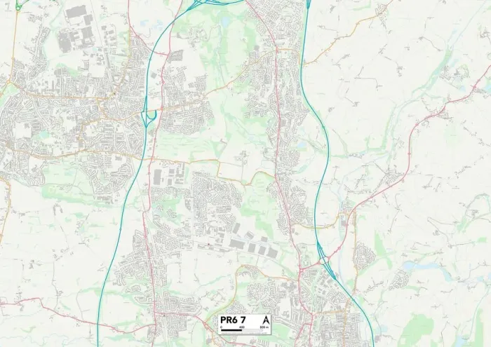 Gerahmter Druck : Chorley,PR6,7,Karte Gerahmter Druck : Chorley,PR6,7,Karte