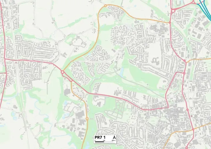 Gerahmter Druck : Chorley PR7 1 Karte Gerahmter Druck : Chorley PR7 1 Karte
