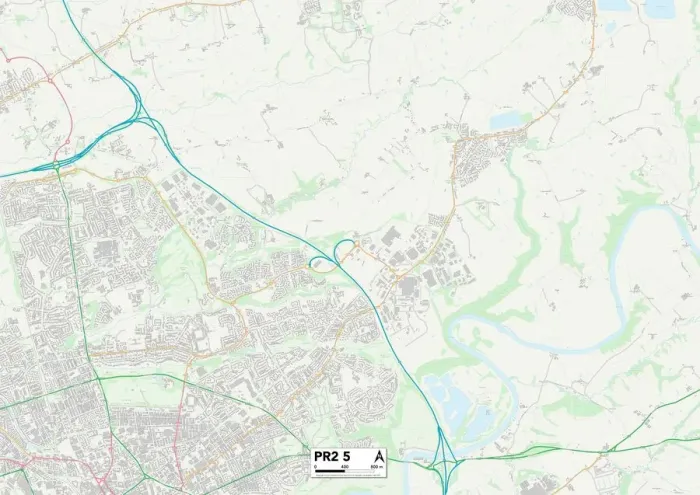 Gerahmter Druck : Preston PR2 5 Karte Gerahmter Druck : Preston PR2 5 Karte