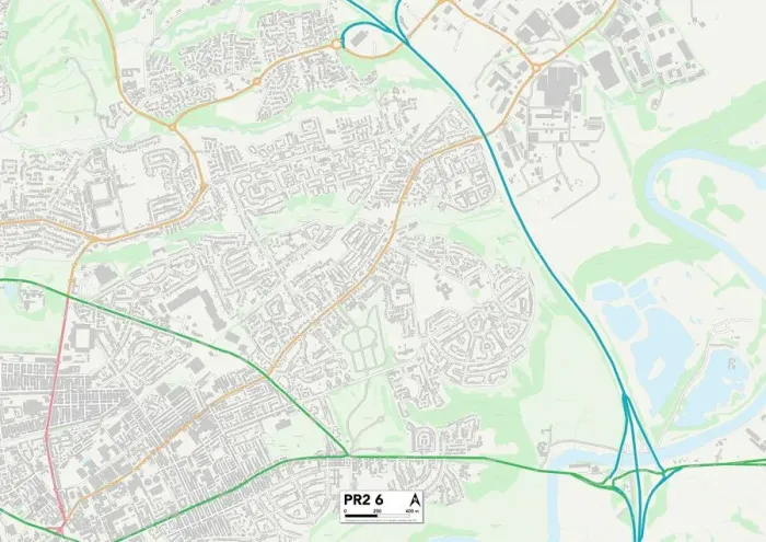 Gerahmter Druck : Preston PR2 6 Karte Gerahmter Druck : Preston PR2 6 Karte