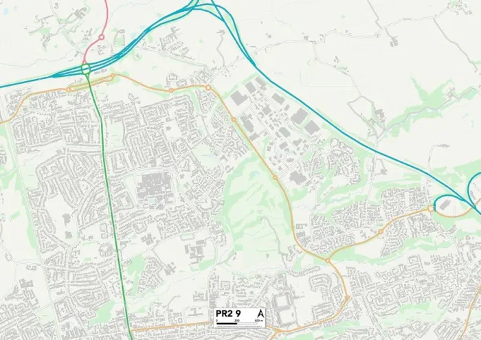 Gerahmter Druck : Preston PR2 9 Karte Gerahmter Druck : Preston PR2 9 Karte