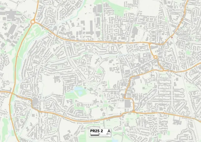 Gerahmter Druck : South Ribble PR25 2 Karte