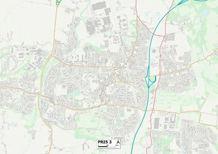 Gerahmter Druck : Süd-Ribble PR25 3 Karte Gerahmter Druck : Süd-Ribble PR25 3 Karte