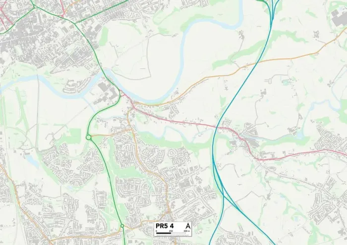 Gerahmter Druck : Süd-Ribble PR5 4 Karte Gerahmter Druck : Süd-Ribble PR5 4 Karte