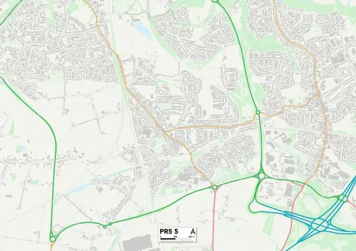 Gerahmter Druck : Süd-Ribble PR5 5 Karte Gerahmter Druck : Süd-Ribble PR5 5 Karte