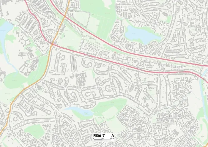 Gerahmter Druck : Wokingham RG6 7 Karte Gerahmter Druck : Wokingham RG6 7 Karte