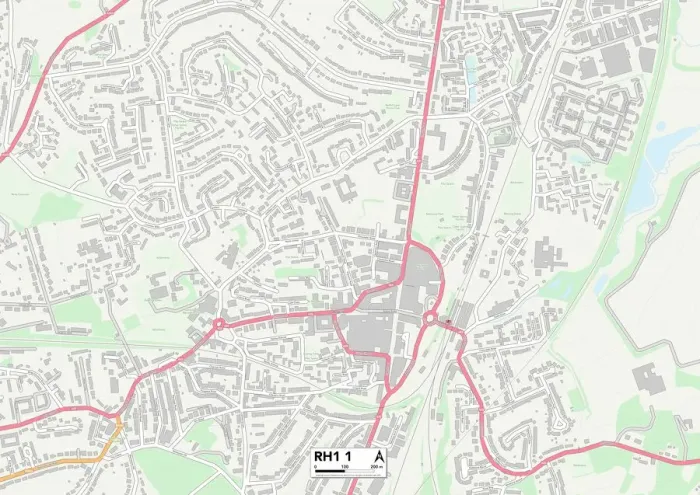 Gerahmter Druck : Reigate und Banstead RH1 1 Karte Gerahmter Druck : Reigate und Banstead RH1 1 Karte