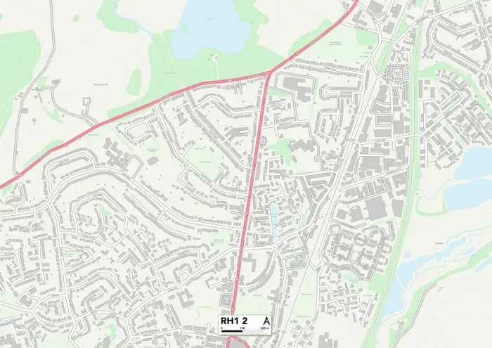 Gerahmter Druck : Reigate und Banstead RH1 2 Karte Gerahmter Druck : Reigate und Banstead RH1 2 Karte