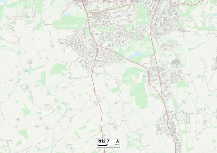 Gerahmter Druck : Reigate und Banstead, RH2 7 Karte