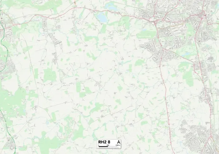 Gerahmter Druck : Reigate und Banstead RH2 8 Karte Gerahmter Druck : Reigate und Banstead RH2 8 Karte