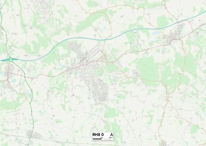 Gerahmter Druck : Tandridge RH8 0 Karte Gerahmter Druck : Tandridge RH8 0 Karte