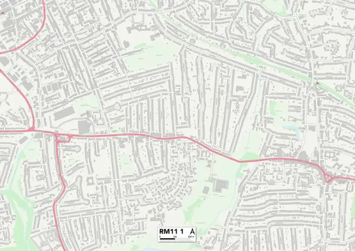 Gerahmter Druck : Havering RM11 1 Karte Gerahmter Druck : Havering RM11 1 Karte