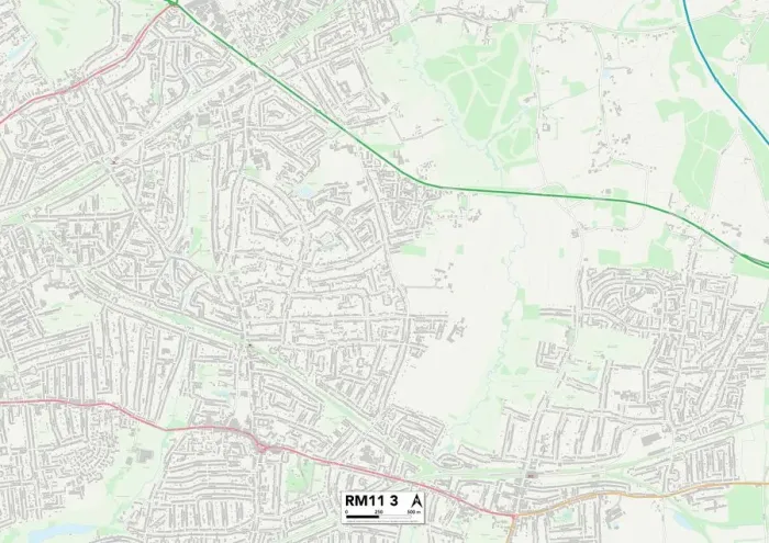 Gerahmter Druck : Havering, RM11 3 Karte Gerahmter Druck : Havering, RM11 3 Karte