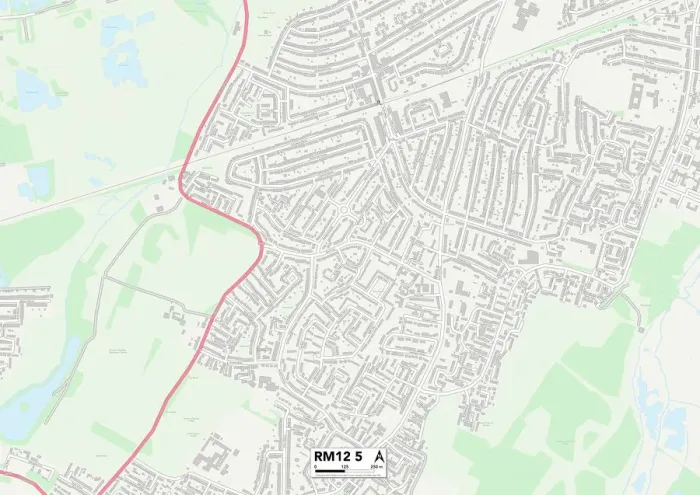 Gerahmter Druck : Havering RM12 5 Karte Gerahmter Druck : Havering RM12 5 Karte