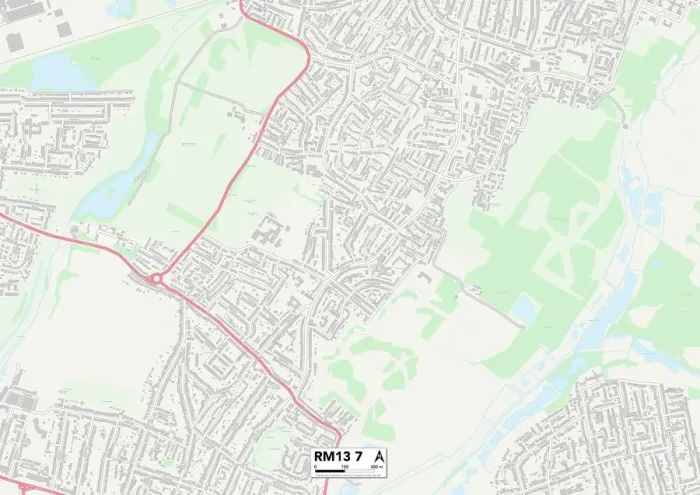 Gerahmter Druck : Havering RM13 7 Karte Gerahmter Druck : Havering RM13 7 Karte