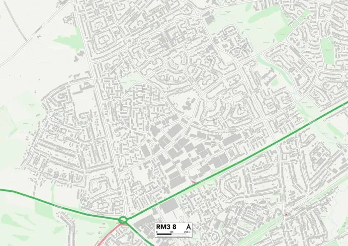 Gerahmter Druck : Havering RM3 8 Karte Gerahmter Druck : Havering RM3 8 Karte