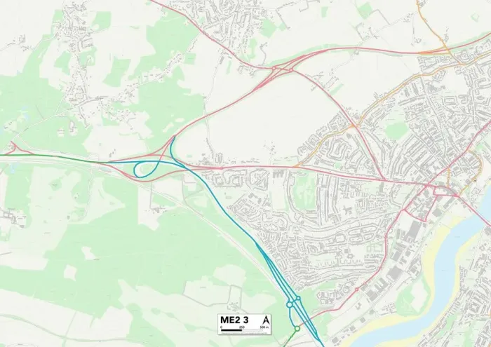 Gerahmter Druck : Medway ME2 3 Karte Gerahmter Druck : Medway ME2 3 Karte