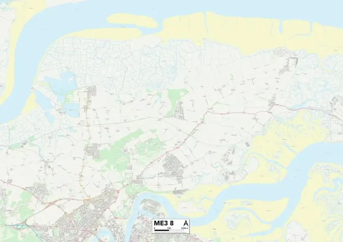 Gerahmter Druck : Medway ME3 8 Karte Gerahmter Druck : Medway ME3 8 Karte