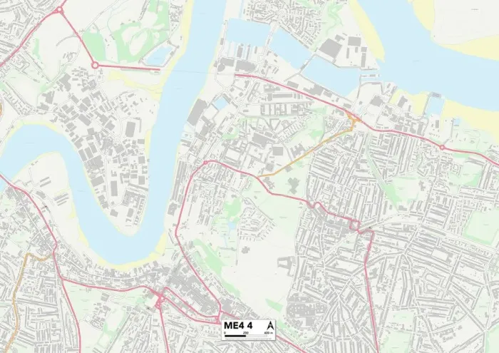 Gerahmter Druck : Medway ME4 4 Karte Gerahmter Druck : Medway ME4 4 Karte