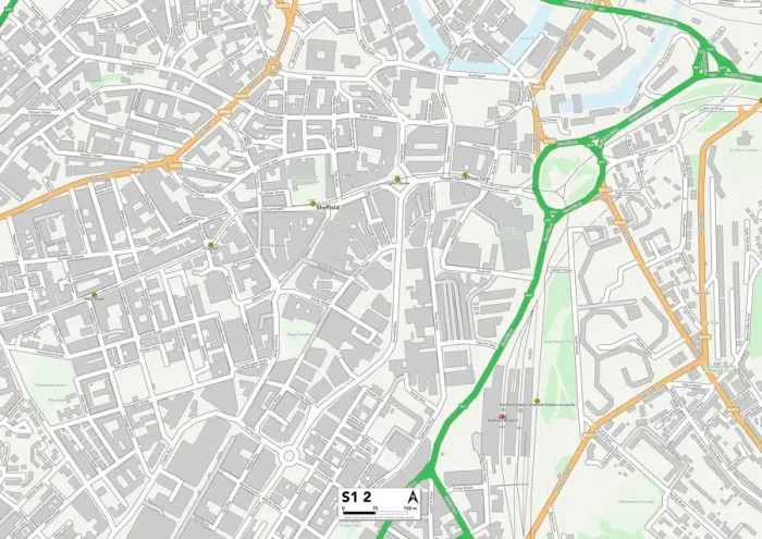 Gerahmter Druck : Sheffield S1 2 Karte Gerahmter Druck : Sheffield S1 2 Karte