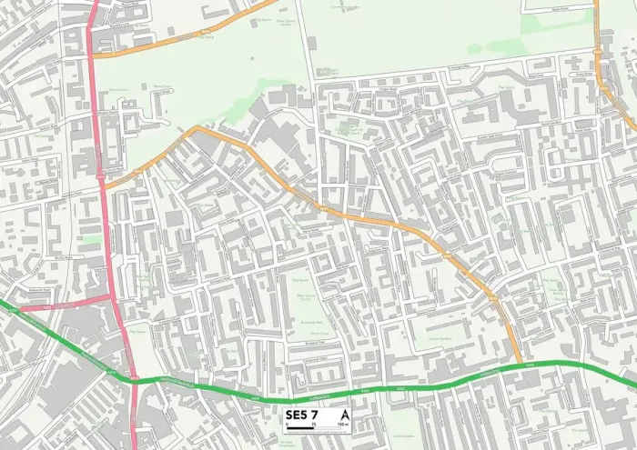Gerahmter Druck : Lambeth SE5 7 Karte Gerahmter Druck : Lambeth SE5 7 Karte