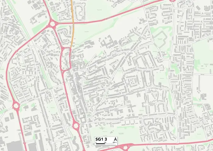 Gerahmter Druck : Stevenage SG1 3 Karte
