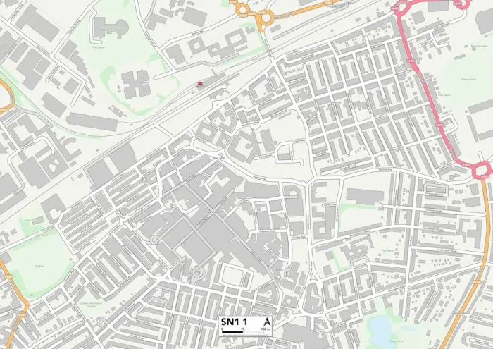 Gerahmter Druck : Swindon SN1 1 Karte Gerahmter Druck : Swindon SN1 1 Karte
